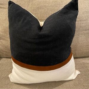 Coterie Brooklyn Black and White Throw Pillow with Brown Accent